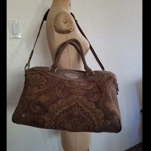 Reba Midnight Tapestry Jacquard Paisley Overnight Bag Tote Luggage